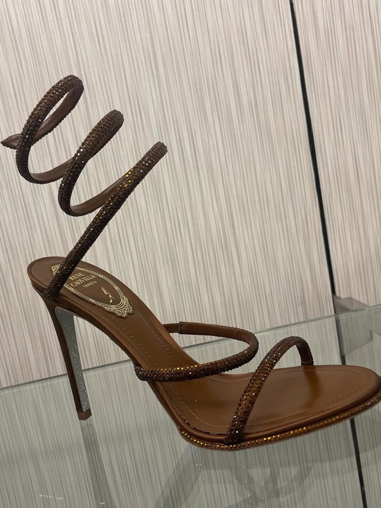 Rene Caovilla Shoes - Brand New Rene Caovilla Brown Crystal Spiral-Strap Heels